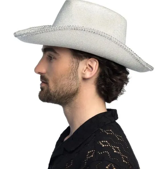 Cowboyhatt Glittrande Silver