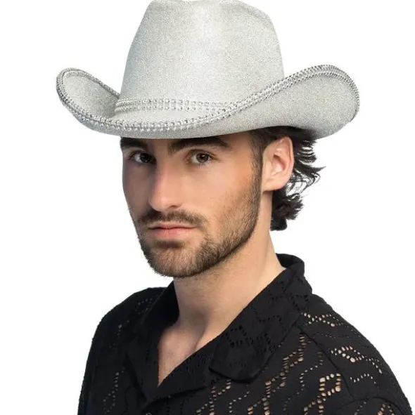 Cowboyhatt Glittrande Silver