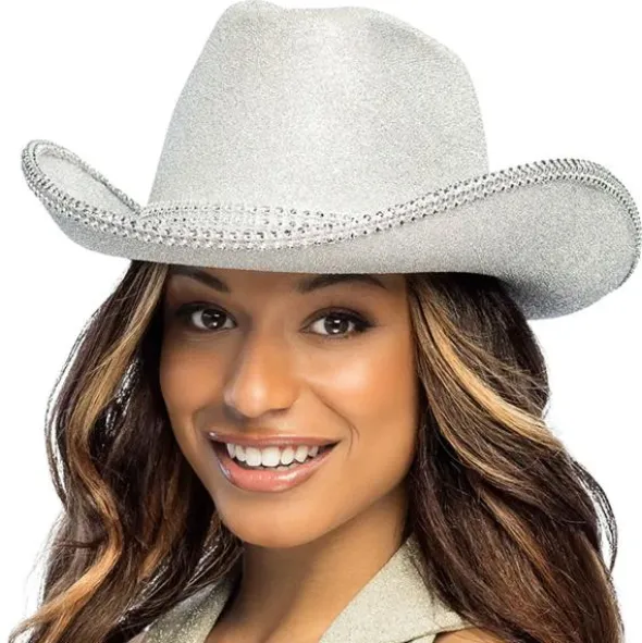 Cowboyhatt Glittrande Silver