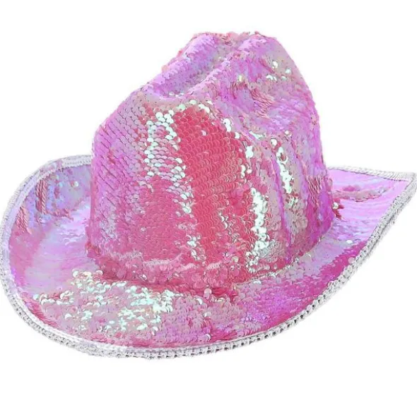 Cowboyhatt Paljetter Iriserande Rosa
