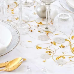 Cream Organzatyg med Glitter
