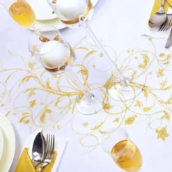 Cream Organzatyg med Glitter