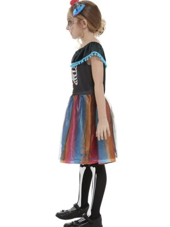 Day of the Dead Girl Klänning Barn Medium (7-9 år (130-143 cm))