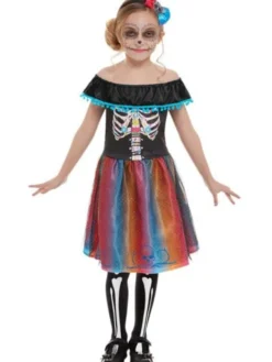Day of the Dead Girl Klänning Barn Medium (7-9 år (130-143 cm))