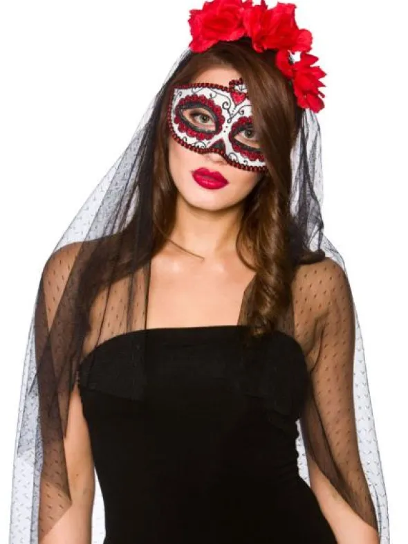 Day of the Dead Ögonmask med Slöja
