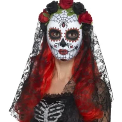 Day of the Dead Mask med Svart Slöja