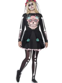Day of the Dead Sugar Skull Maskeraddräkt Barn (X-Small (TEEN 13+))