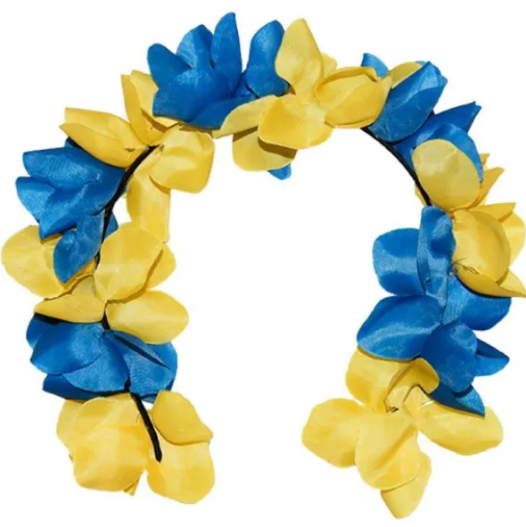 Diadem med Blommor Blå/Gul