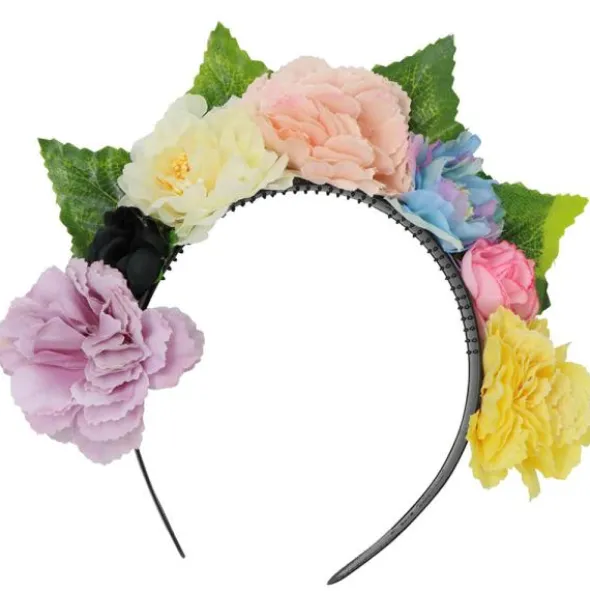 Diadem med Ljusa Blommor & Blad