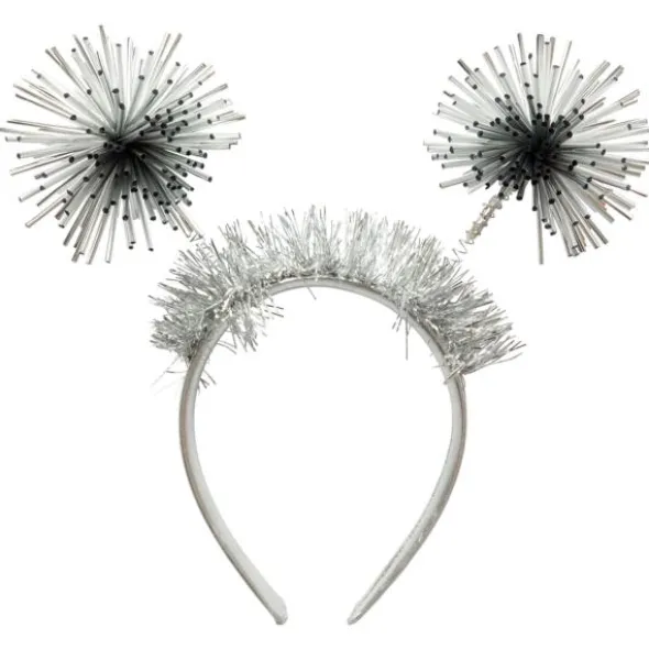Diadem med Pom Poms Silver