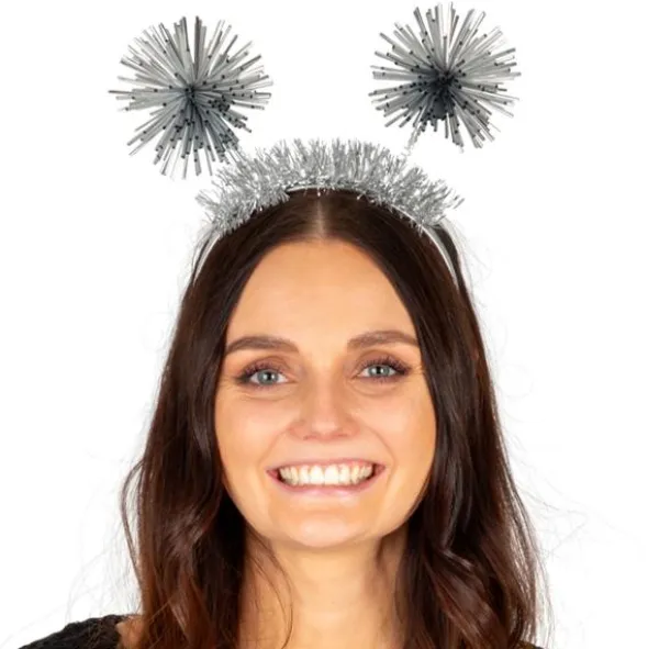Diadem med Pom Poms Silver
