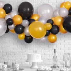 DIY Ballonggirlang Svart, Guld och Silver