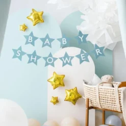 DIY Girlang Babyshower Ljusblå