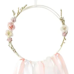 Drömfångare med Blommor Vit och Rosa