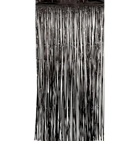 Dörrdraperi Metallic Svart
