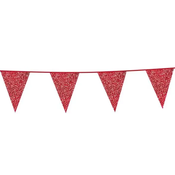 Flaggirlang Glitter Röd