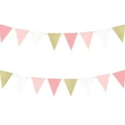Flaggirlang Rosa & Guld