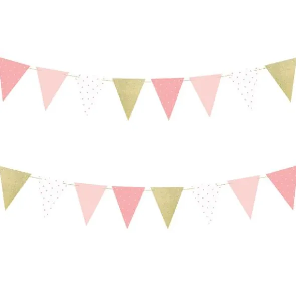 Flaggirlang Rosa & Guld