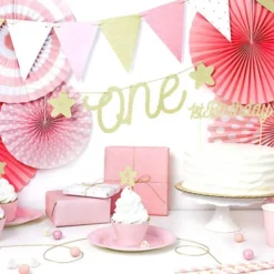 Flaggirlang Rosa & Guld
