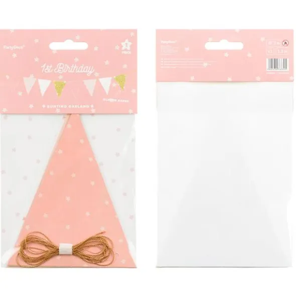 Flaggirlang Rosa & Guld