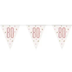 Flaggirlang 80 År Vit & Roséguld