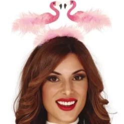 Flamingo Diadem med Fjädrar