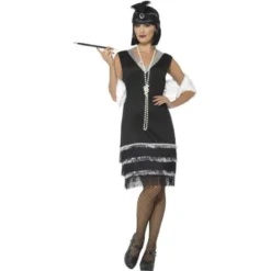 Flapperklänning Maskeraddräkt med Sjal (Small (Strl. 36-38))