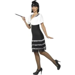 Flapperklänning Maskeraddräkt med Sjal (Small (Strl. 36-38))