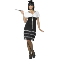 Flapperklänning Maskeraddräkt med Sjal (Small (Strl. 36-38))
