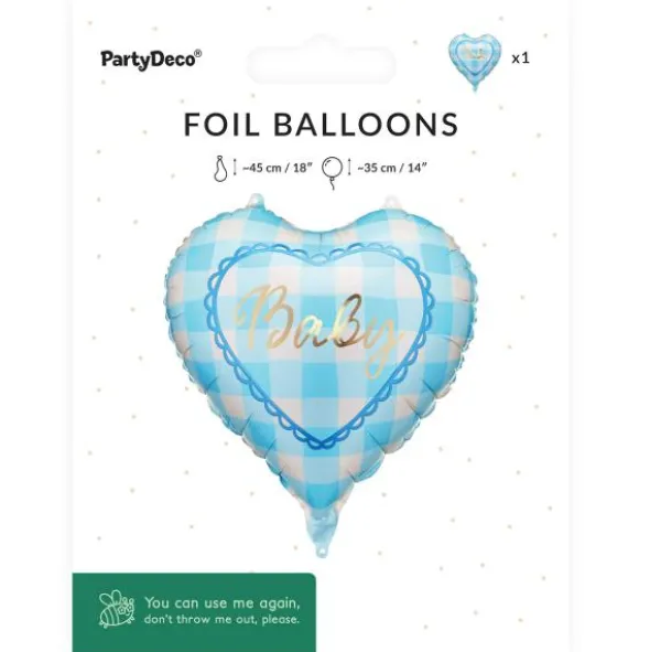 Folieballong Baby Hjärta Ljusblå 35 cm