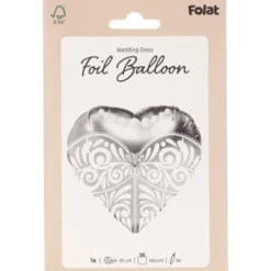 Folieballong Bröllopsklänning Silver 45 cm
