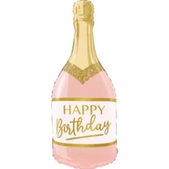 Folieballong Champagneflaska Happy Birthday