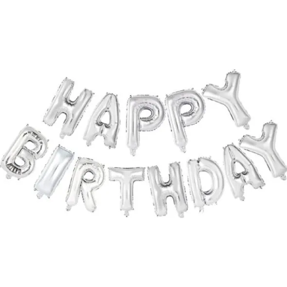 Folieballonger Happy Birthday Silver