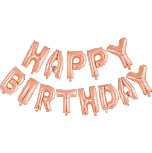 Folieballonger Happy Birthday Roséguld