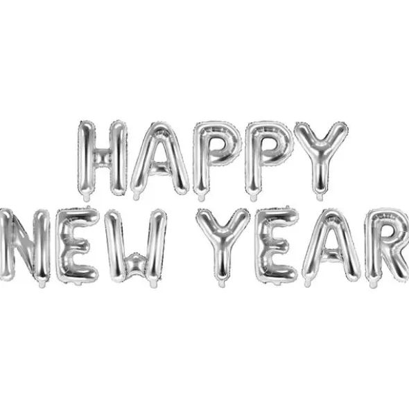 Folieballonger Happy New Year Silver