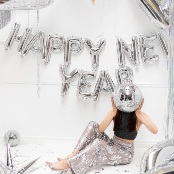 Folieballonger Happy New Year Silver