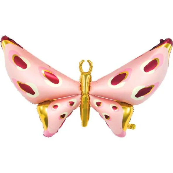 Folieballong Fjäril Rosa/Guld