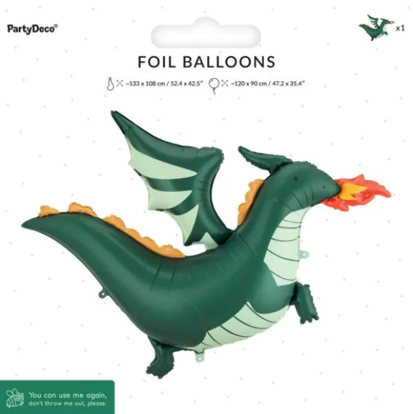 Folieballong Grön Drake 120 x 90 cm