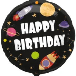 Folieballong Happy Birthday Rymden