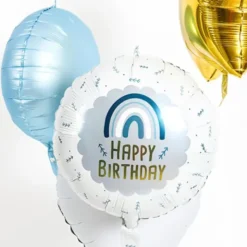 Folieballong Happy Birthday Regnbåge Blå