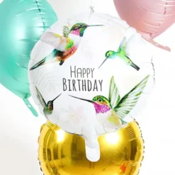 Folieballong Happy Birthday Kolibri