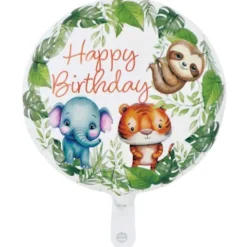 Folieballong Happy Birthday Djungeldjur 46 cm