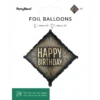 Folieballong Happy Birthday Svart/Guld 46 cm