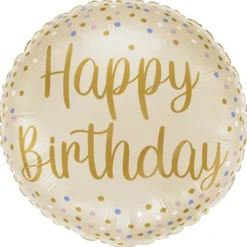 Folieballong Happy Birthday Krämfärgad 35 cm