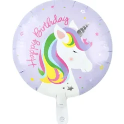 Folieballong Happy Birthday Enhörning 46 cm