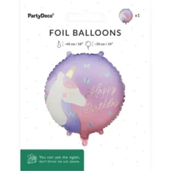 Folieballong Happy Birthday Enhörning 35 cm
