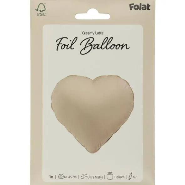 Folieballong Hjärta Creamy Latte Matt