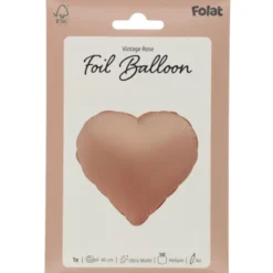 Folieballong Hjärta Gammalrosa Matt