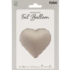 Folieballong Hjärta Månsilver Matt