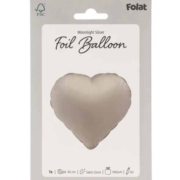 Folieballong Hjärta Månsilver Matt
